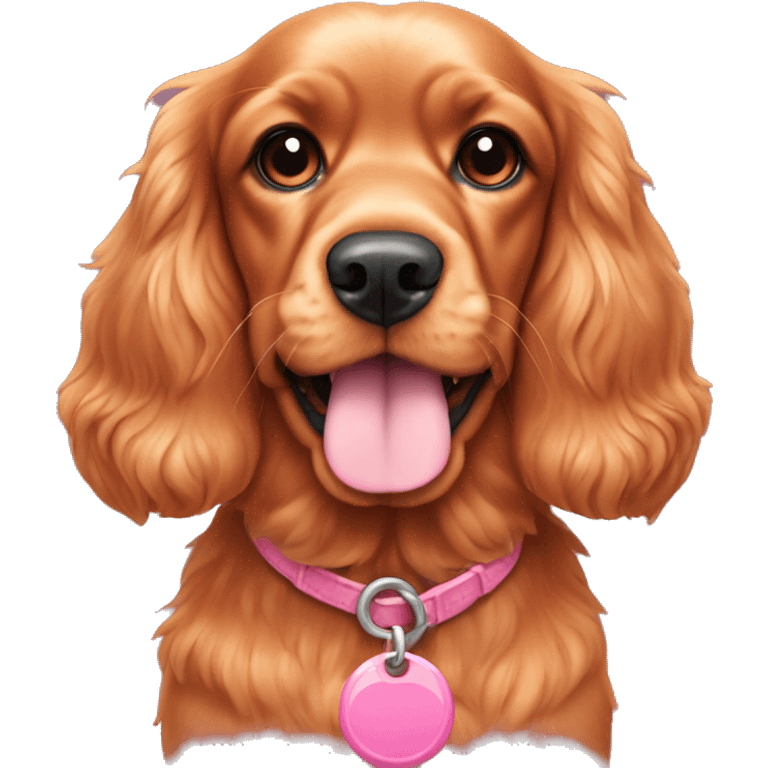 orange cocker spaniel with pink muzzle standing outside emoji