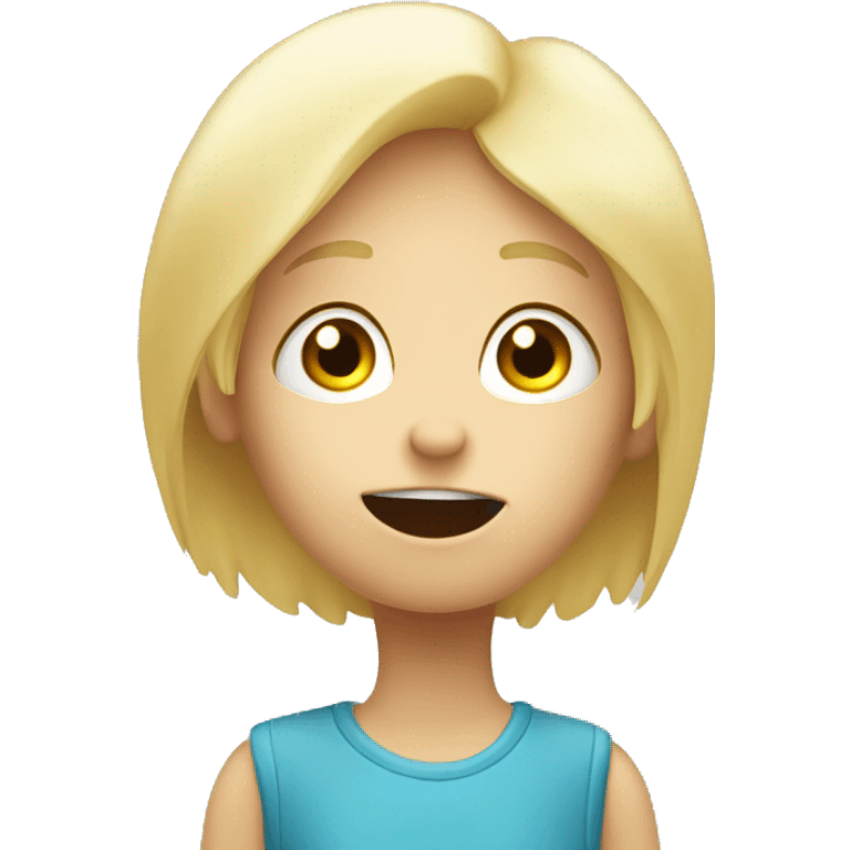 talking blond child with speech bubble near emoji