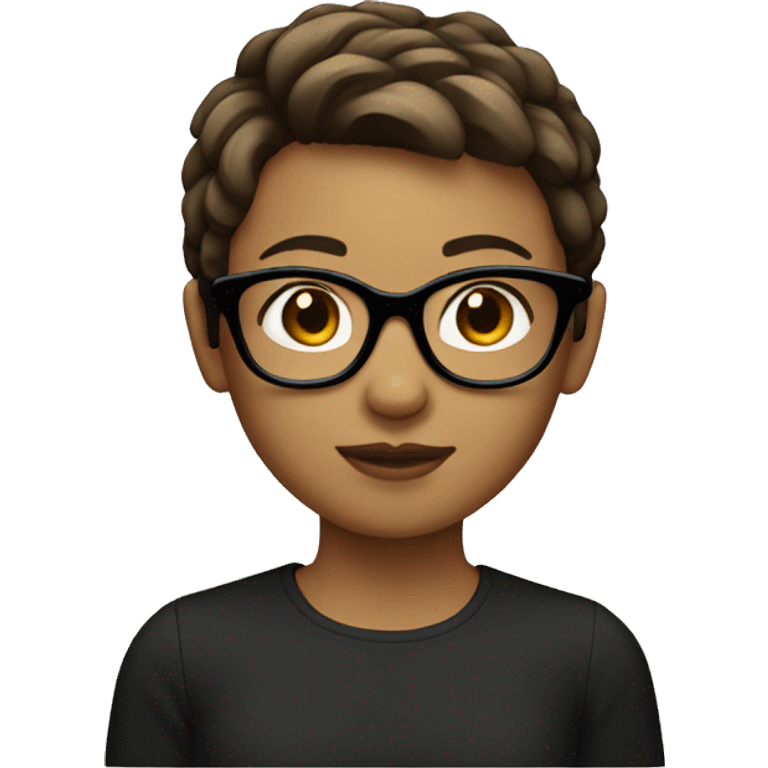 girl with short brown hair and black glasses emoji