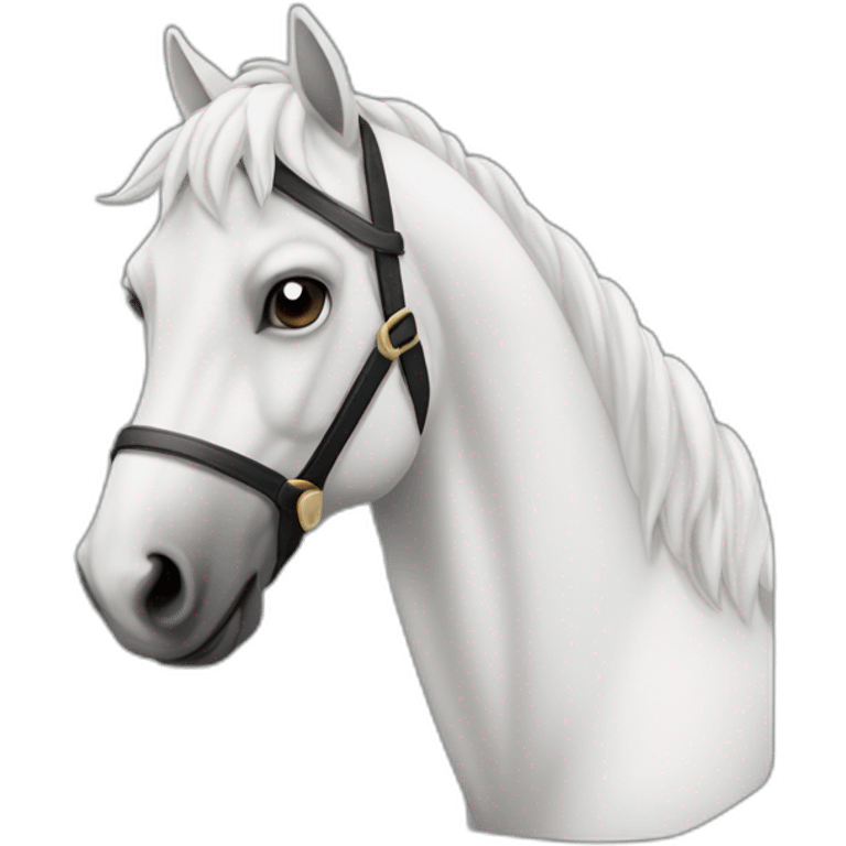 Cheval avec le corp noir et la tête blanche  emoji