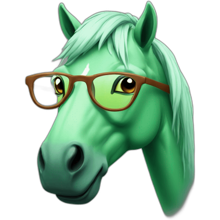 Green horse with glasses emoji