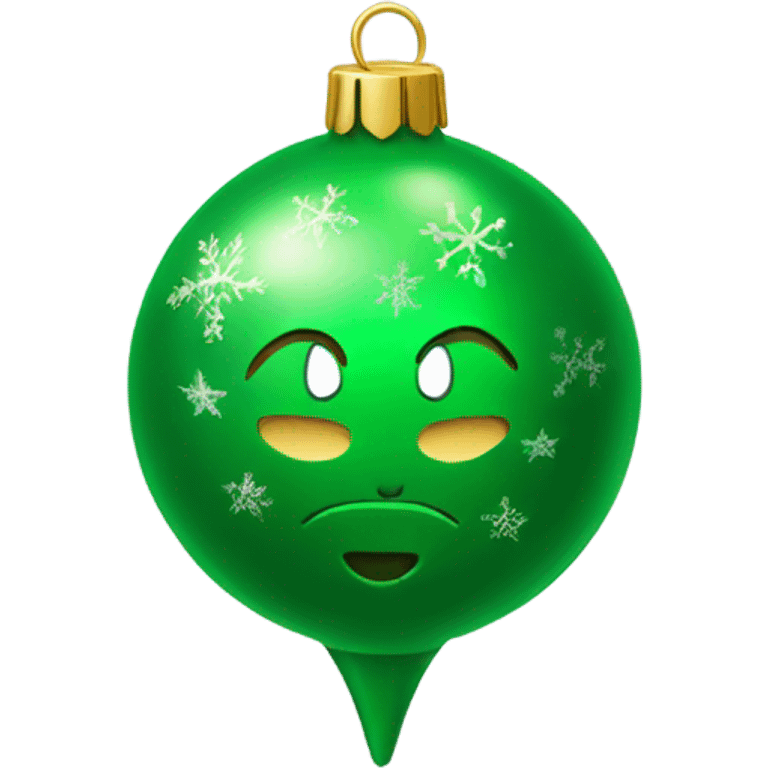 Green ornament with Christmas pin  emoji