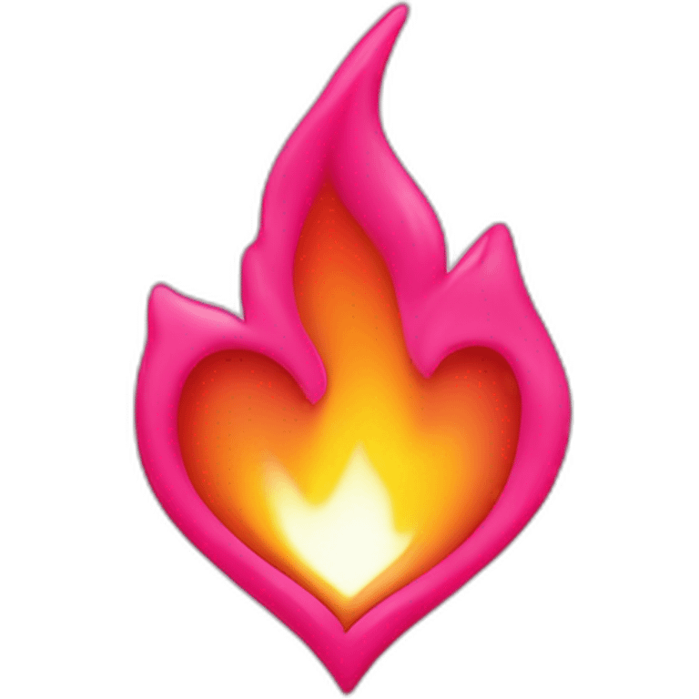 a flame behind red heart and pink hearts around emoji