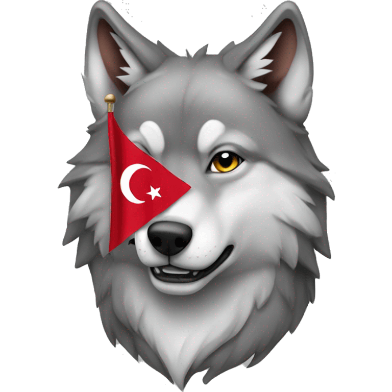 Wolf with Turkish flag on it emoji