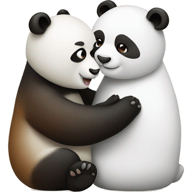 One white panda kissing one brown panda emoji