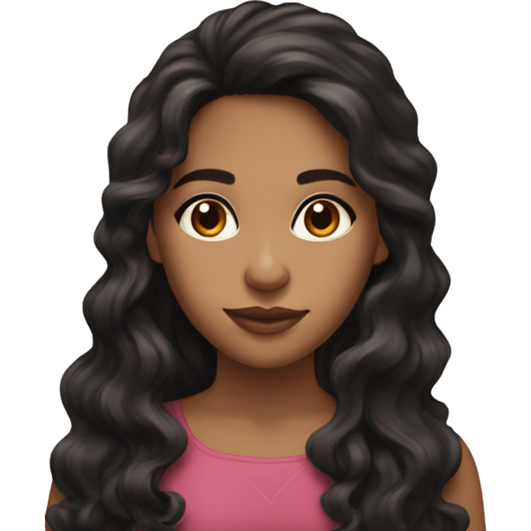 girl latina wavy long hair black dark brown almond eyes emoji