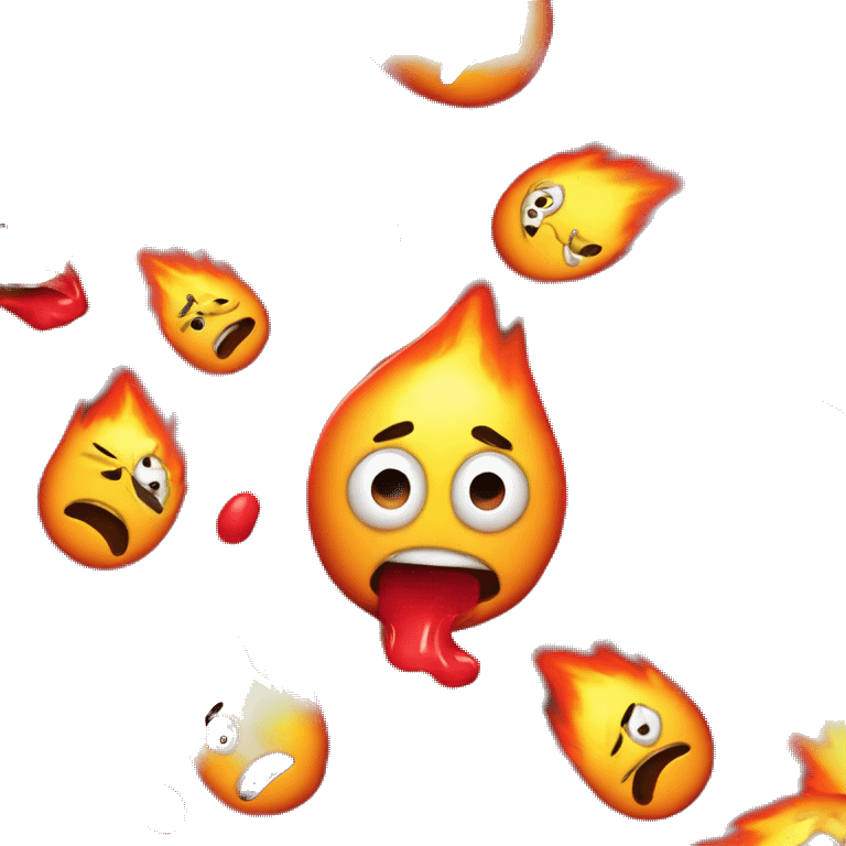 A little red, red gum drop wearing a suit very angry with fire coming out of his head from inside out emoji