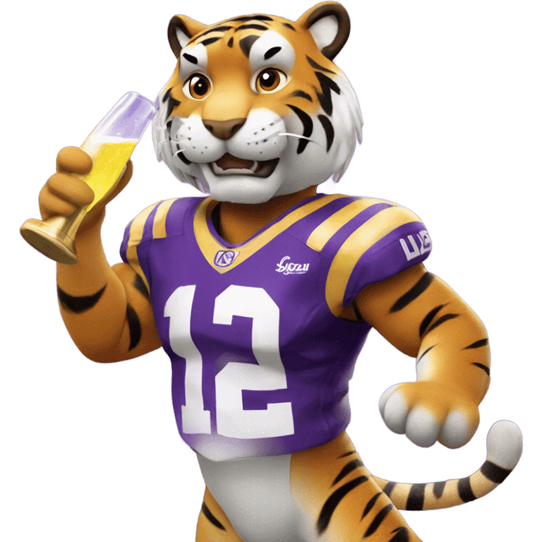 LSU Mike the Tiger popping champagne bottle emoji