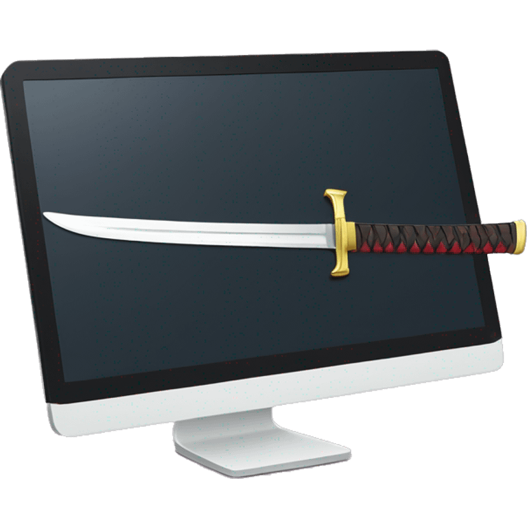 katana and computer emoji