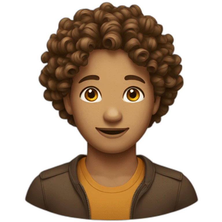 Curly brown short hear emoji