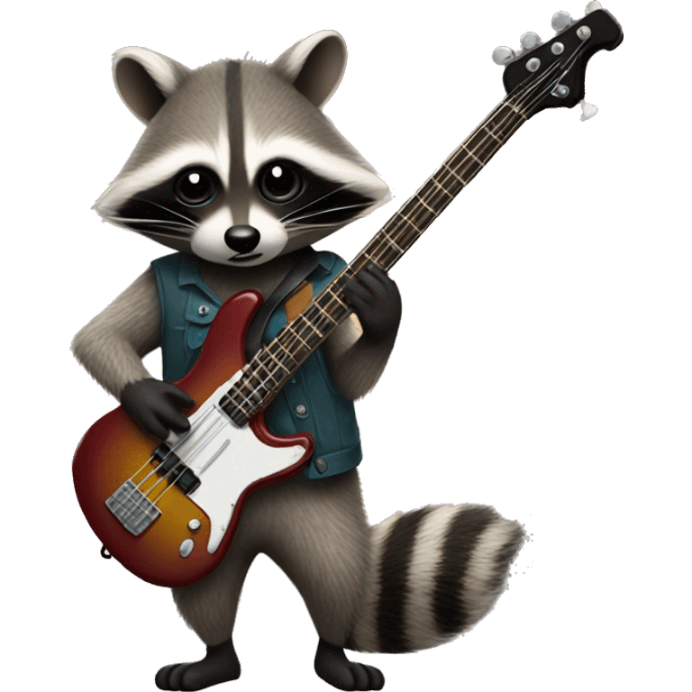 raccoon playing bass guitar emoji