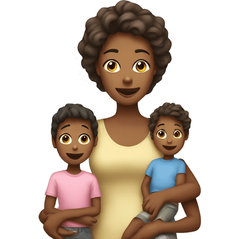 Mom with son and daughter  emoji