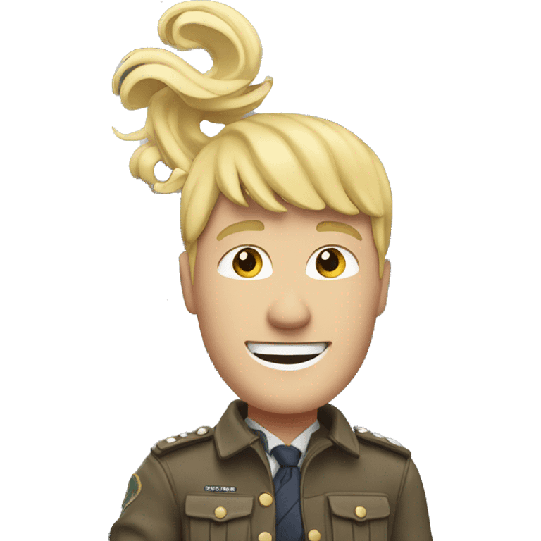 Male with blonde hair waving hand to say hello with a Scotland flag in the background  emoji