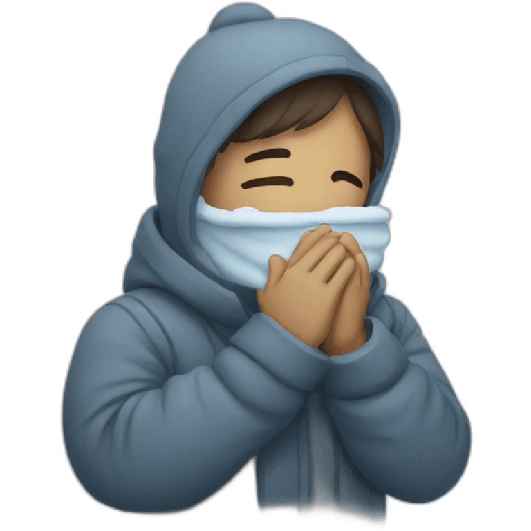 person embraces cold emoji