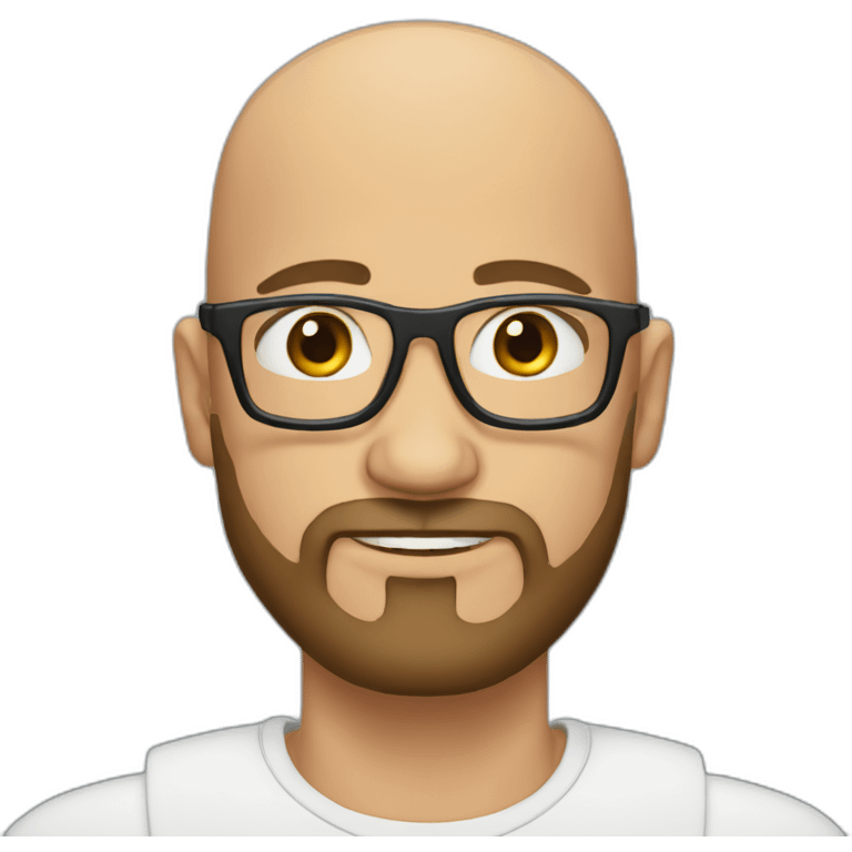 bald guy with strong beard and carey glasses emoji