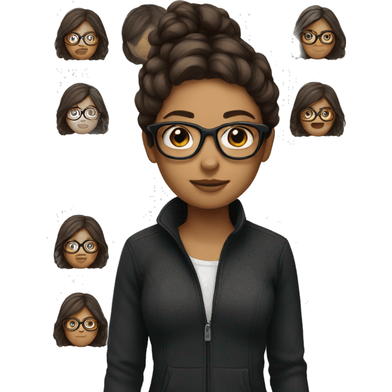 Girl with brown hair and black glasses  emoji