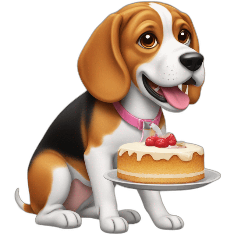 Beagle eating cake emoji