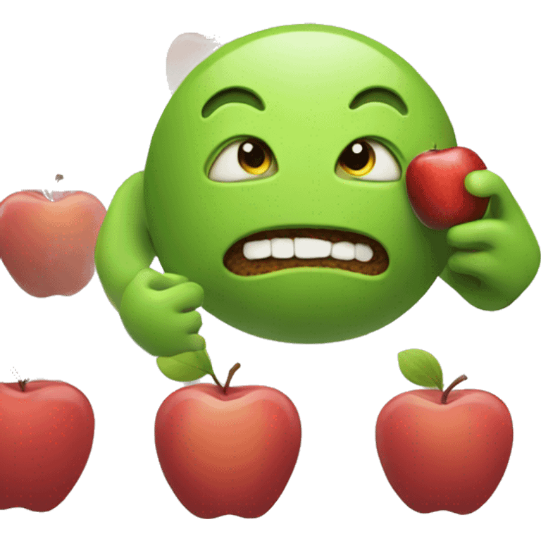 Android eating apple emoji