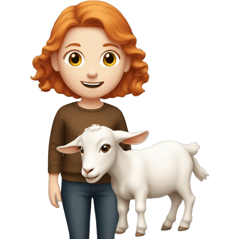 Ginger girl with a goat emoji