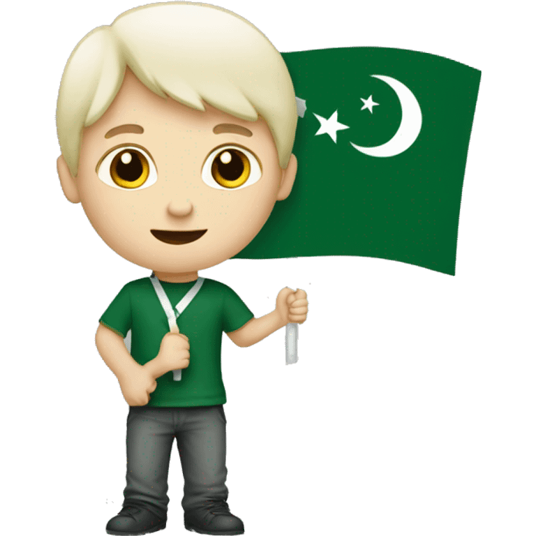 White boy holding Pakistan flag emoji