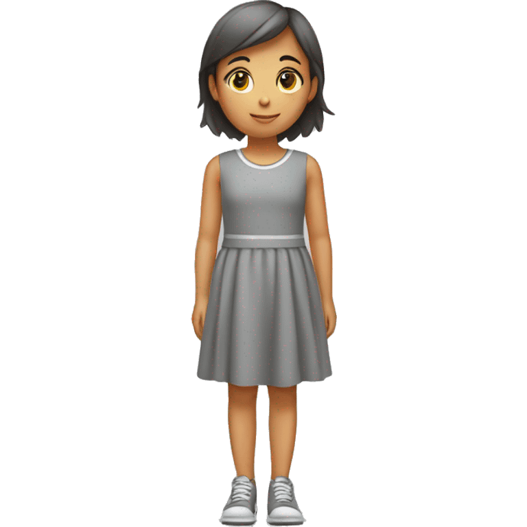 girl in a gray dress with road markings emoji