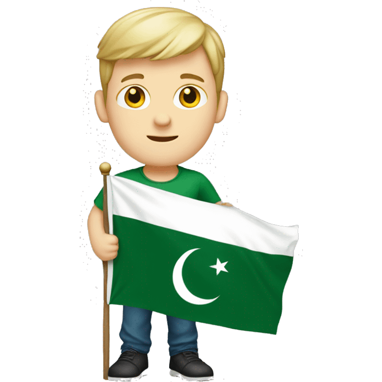 White boy holding Pakistan flag emoji