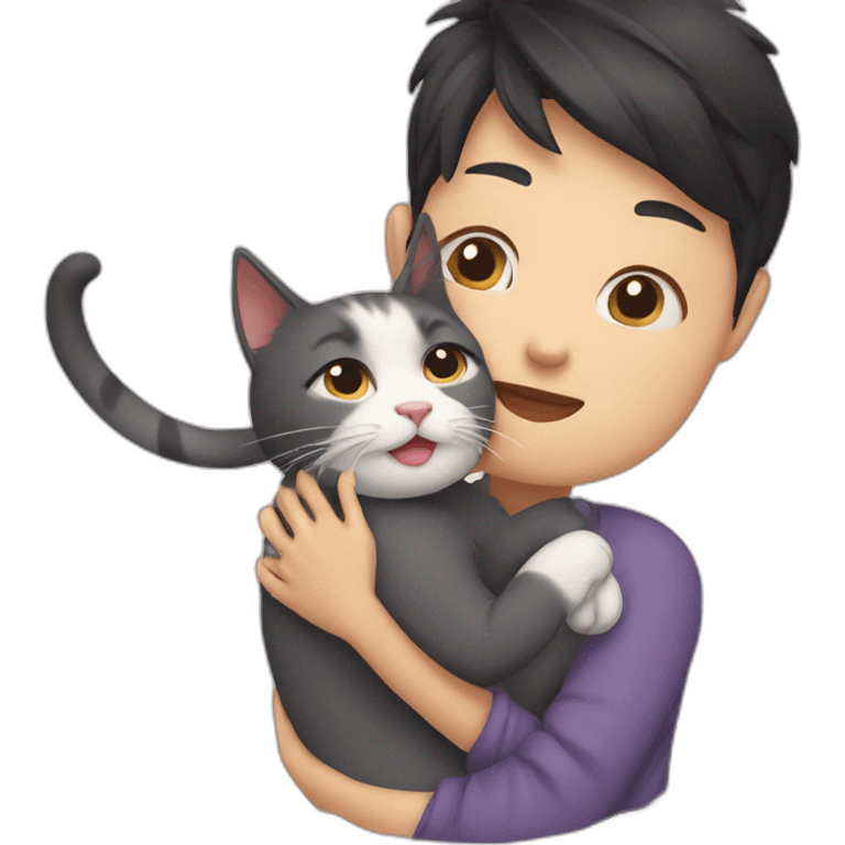 cat cuddles asain human emoji