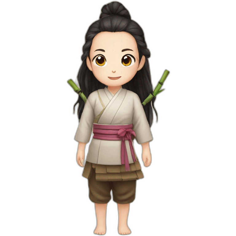 Petite Nezuko avec un bambou emoji