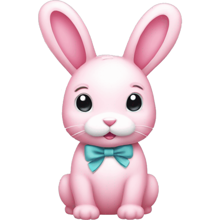 Pink bunny with a white bow emoji