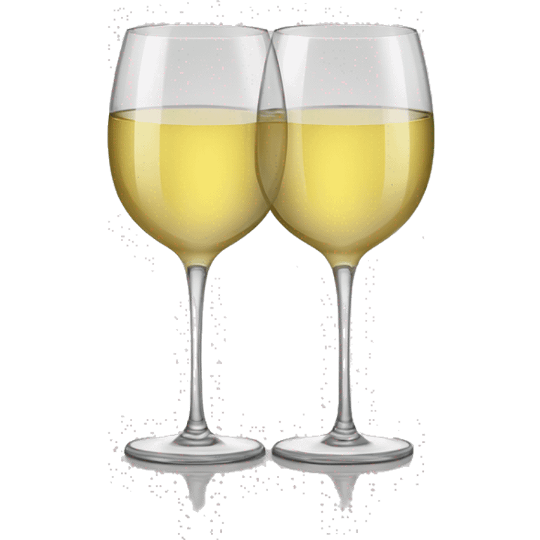 Two thin stem wine glasses with white wine emoji