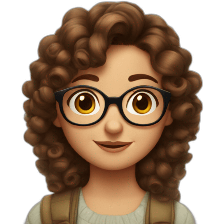 Disney Pixar Movie Poster Girl with a little curly brown hair, brown eyes and glasses emoji