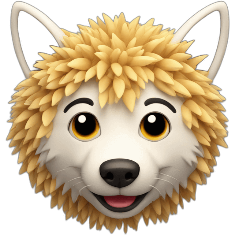 3d sphere with a cartoon childish wheat Wolf skin texture with colorful eyes emoji