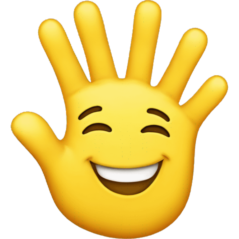 smiling face with three fingers up yellow color emoji