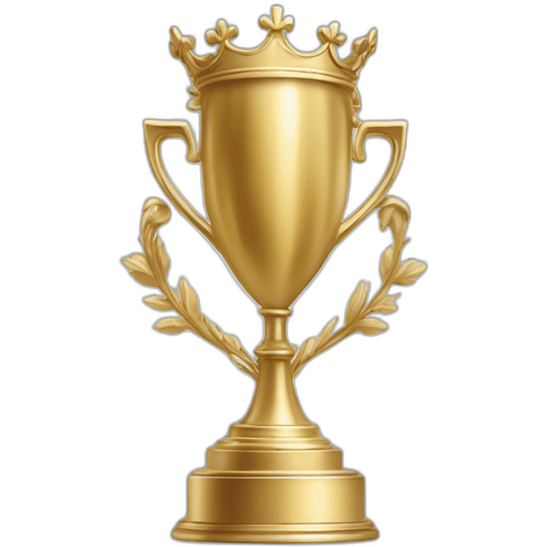 royal big empty Christian trophy for the winner with a cross on royal background emoji