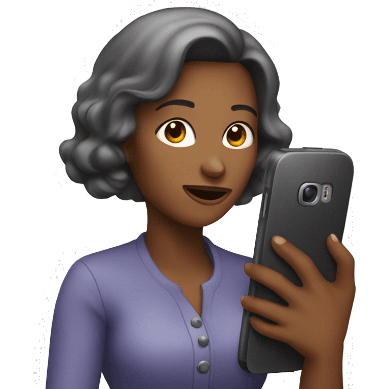 woman holding big phone emoji