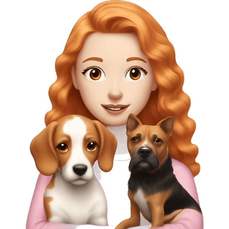 Pretty Ginger girl with lashes in pink with a dog emoji