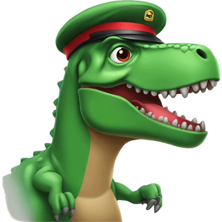 Green Trex wearing red beret and eyeglasses  emoji