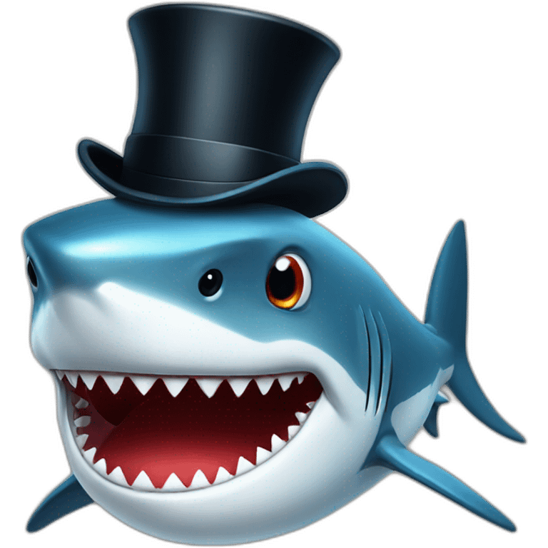 Shark with a top hat emoji