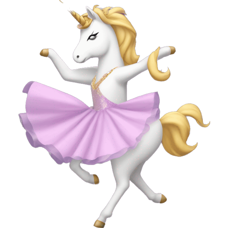 Unicorn dancing in a flirty dress emoji