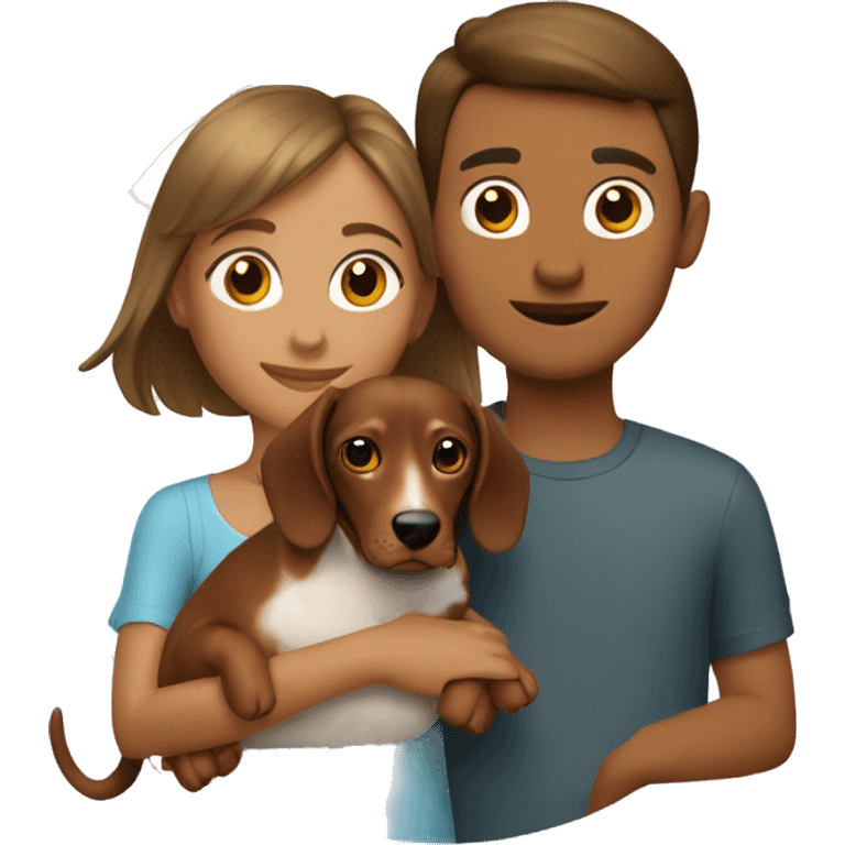 Girl and boy with two dachshunds emoji