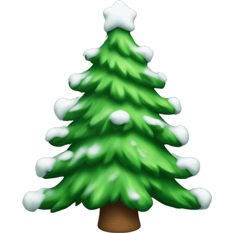 A green Christmas tree with a little snow on it  emoji