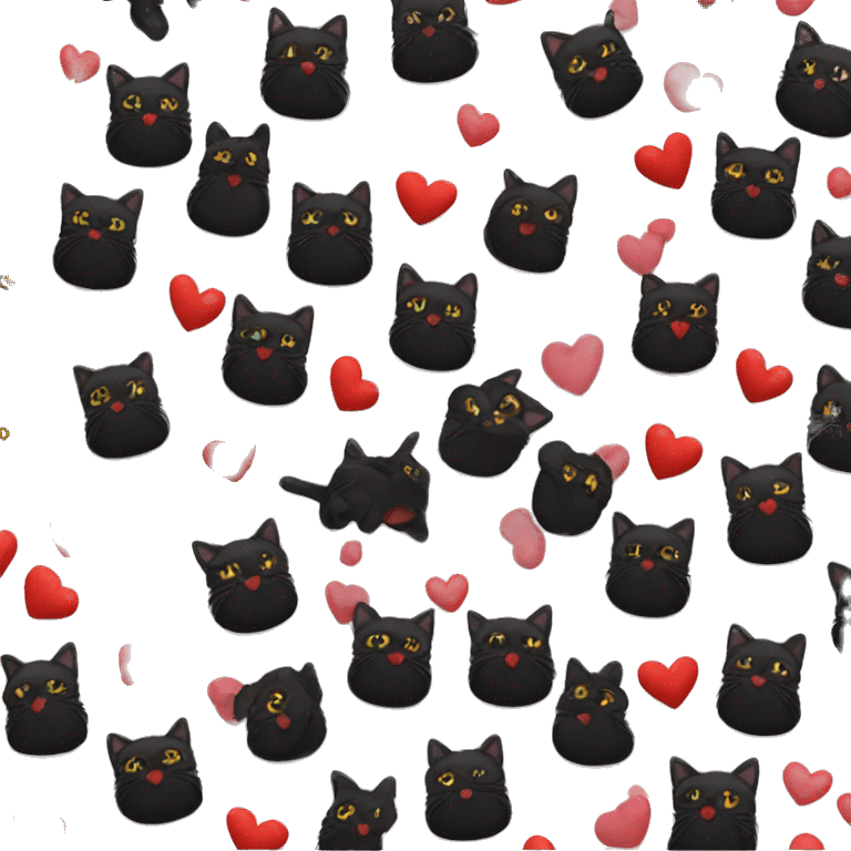 Black cat with red hearts emoji