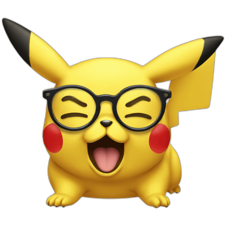 sneezing pikachu with glasses emoji