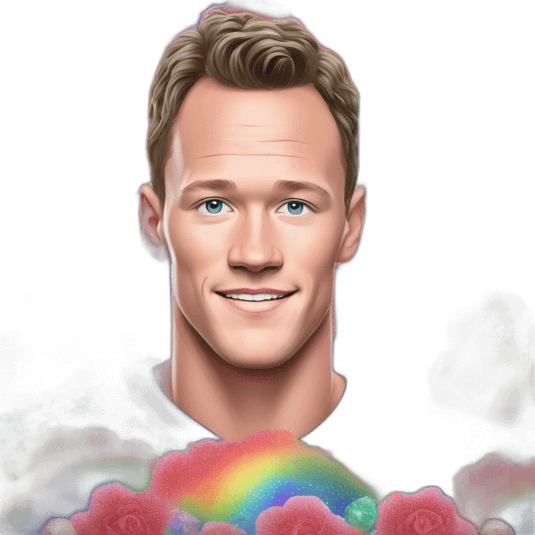 Jonathan Toews inside a rainbow sequin neon crystal with pastel roses emoji