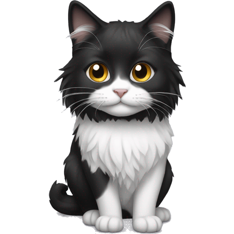 black and white cat long haired emoji