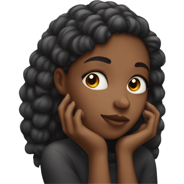 Black girl with her head resting on her hand emoji