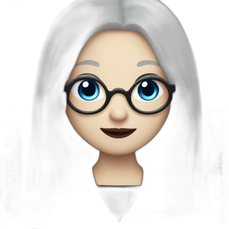 vampire librarian with blue eyes and long white hair holding a book emoji