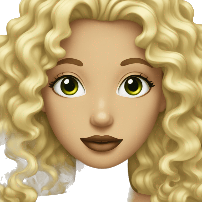 Curly blonde with green eyes and lush lips emoji