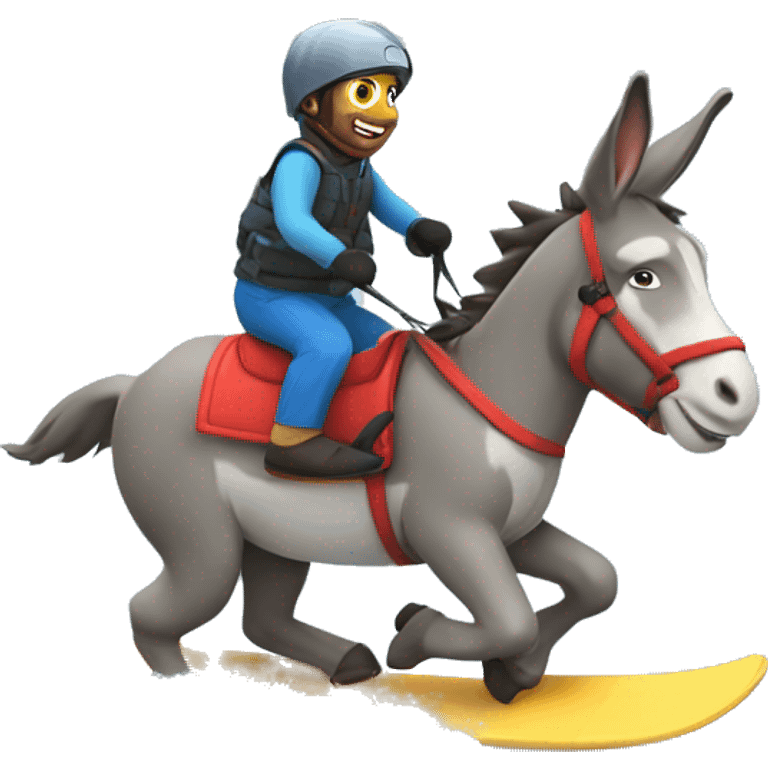 Donkey skiing on water or air emoji