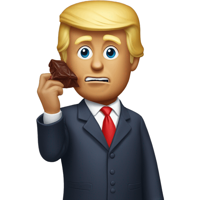 Donald Trump eating a large Tootsie roll emoji